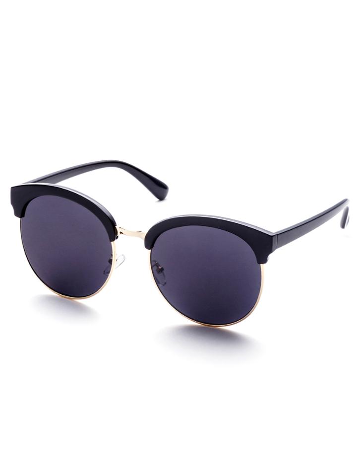 Shein Round Lens Black Open Frame Sunglasses