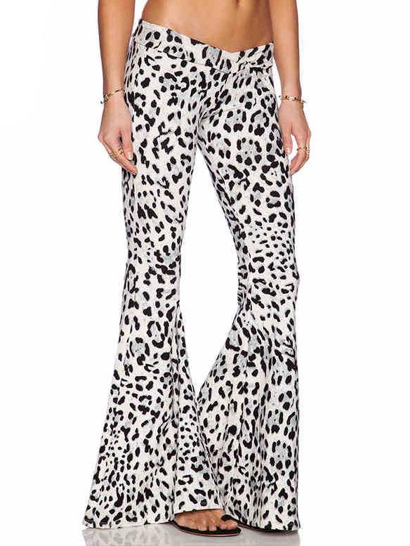 Shein Black White Leopard Slim Bell Pant