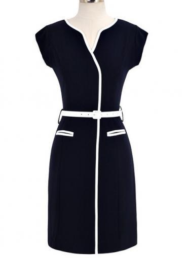 Rosewe Ol Essential Vogue Short Sleeve Black Sheath Dress