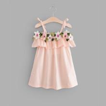 Shein Girls 3d Floral Ruffle Trim Cami Dress