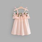 Shein Girls 3d Floral Ruffle Trim Cami Dress