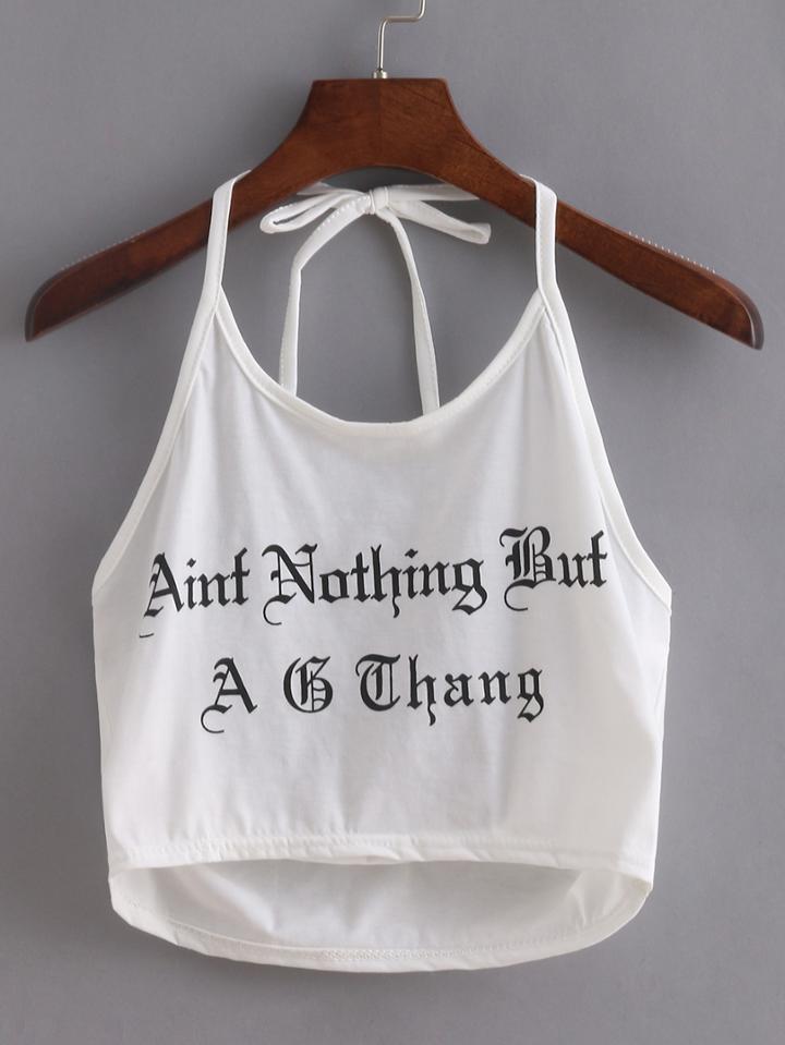 Shein White Halter Neck Crop Top
