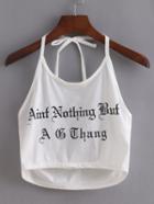 Shein White Halter Neck Crop Top