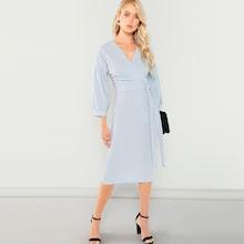 Shein Surplice Neck Self Belted Dress