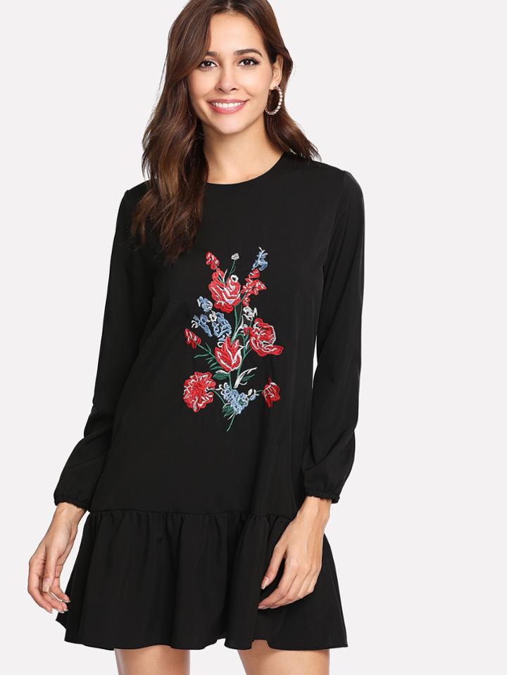 Shein Embroidery Pep Hem Dress