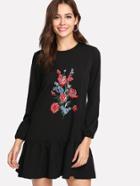 Shein Embroidery Pep Hem Dress