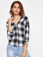 Shein Drop Shoulder Tartan Plaid Blouse