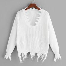 Shein V Neck Raw Cut Trim Jumper