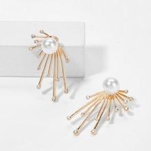 Shein Faux Pearl Top Rays Shaped Earrings