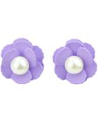 Shein Purple Bead Flower Stud Earrings