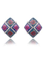 Shein Flower Pattern Crystals Earrings