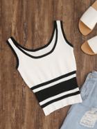 Shein Contrast Trim Ribbed Hem Knitted Crop Tank Top