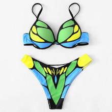 Shein Colorblock Push Up Bikini Set