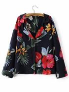 Shein Flower Print Hidden Button Blouse