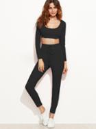 Shein Crop Hooded Top With Drawstring Sweatpants