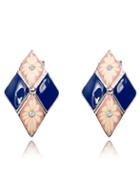 Shein Blue Daisy Pattern Diamondback Earrings