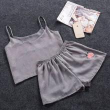 Shein Rose Embroidered Patch Cami Pajama Set