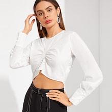 Shein Keyhole Back Twist Detail Crop Top
