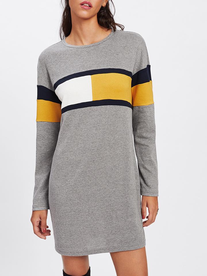 Shein Cut And Sew Marled Tee Dress