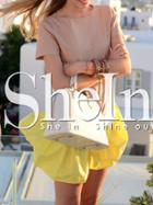 Shein Brown Color Block Flounce Dress
