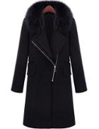 Shein Black Lapel Zipper Long Coat