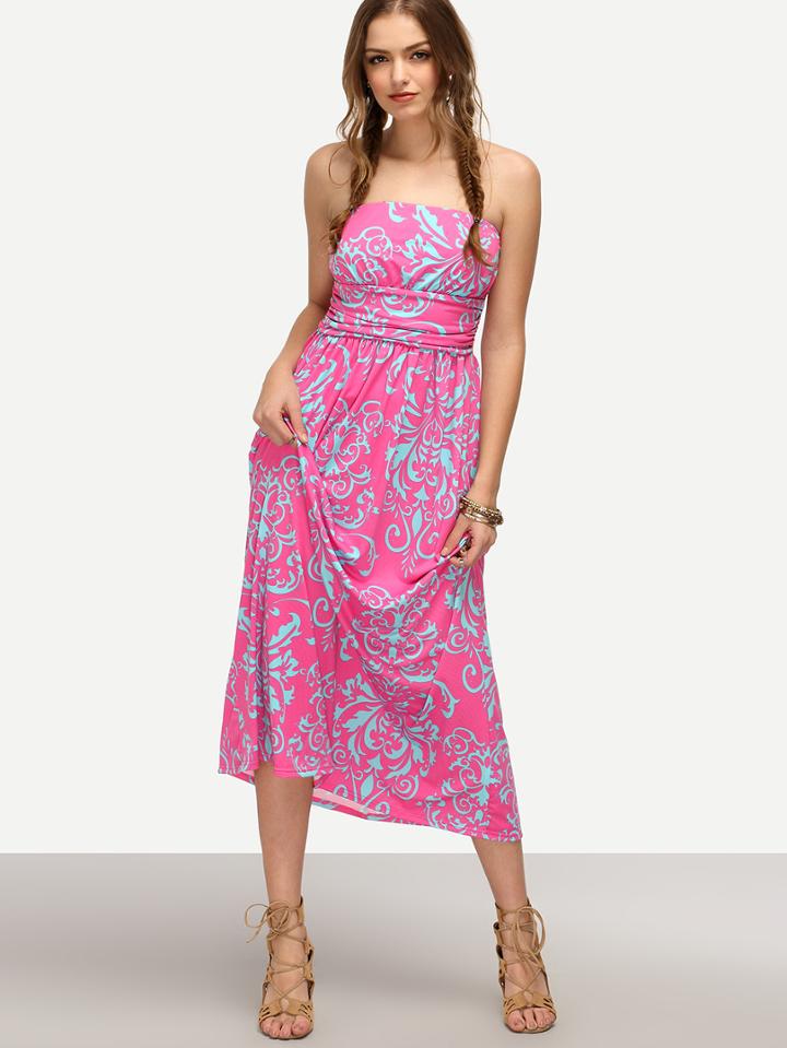 Shein Tribal Print Strapless Long Dress