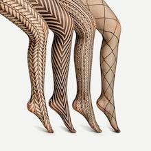 Shein Laser Cut & Geometric Pattern Tights 4 Pairs