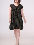 Shein Plus Size Gold Polka Dot Self-tie Waist Dress