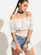 Shein Off The Shoulder Tie-dye Ruffle Top