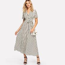 Shein Cut Out Back Striped Dress