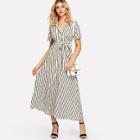 Shein Cut Out Back Striped Dress