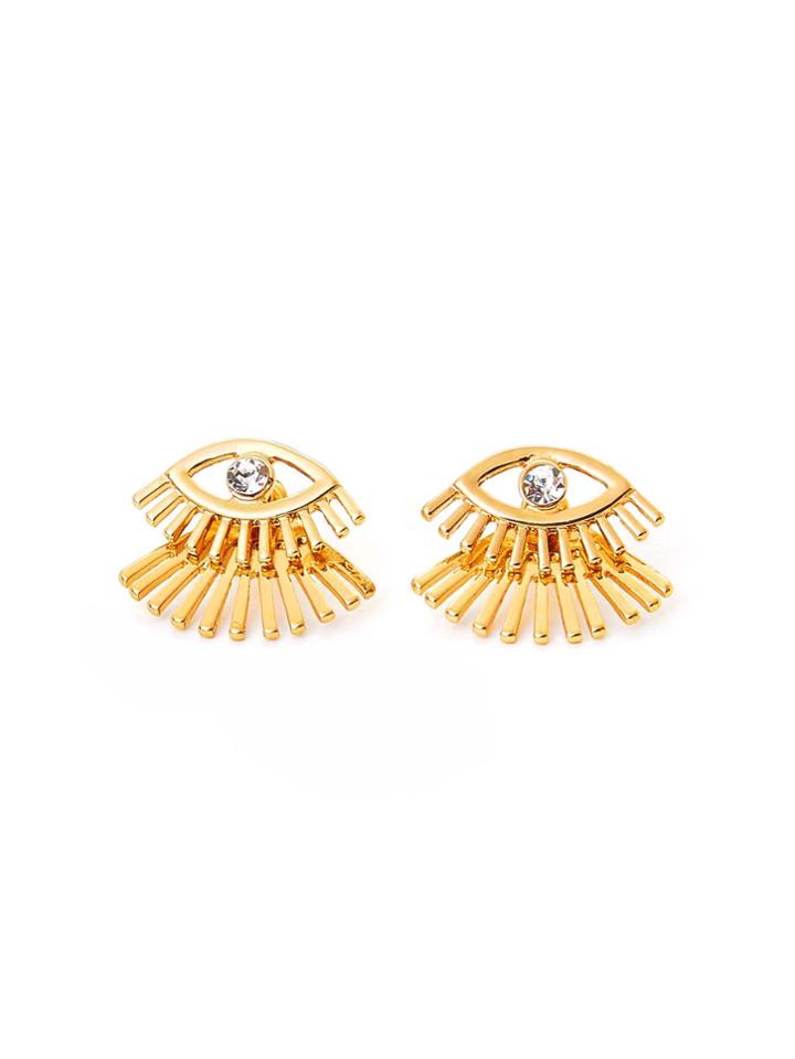 Shein Eyelashes Stud Earrings With Rhinestone