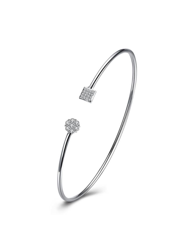 Shein Rhinestone Flower Cuff Bangle