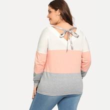 Shein Plus Knot Back Color Block Sweatshirt