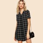 Shein Dip Hem Grid Shirt Nightdress