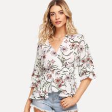 Shein V Neckline Floral Print Blouse