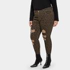 Shein Plus Leopard Print Shredded Jeans