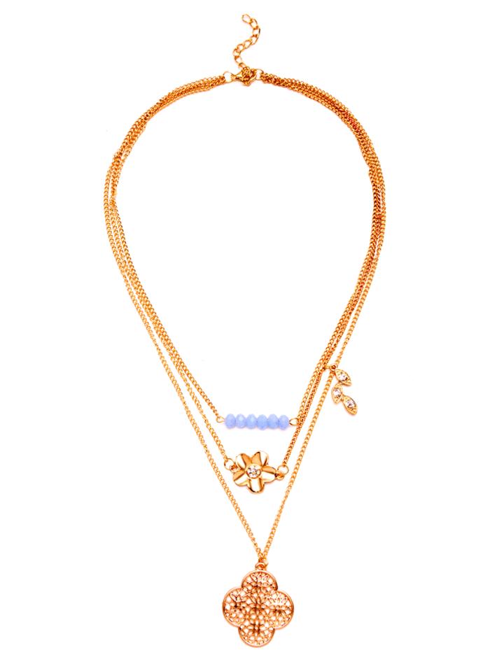 Shein Gold Layered Four Leaf Clover Pendant Necklace