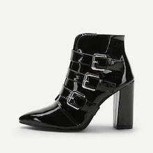 Shein Buckle Decor Side Zipper Boots