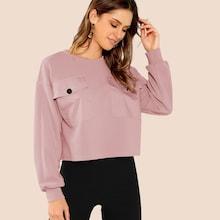 Shein Drop Shoulder Pocket Front Sweatshirt