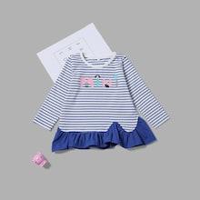 Shein Toddler Girls Ruffle Hem Striped Letter Print Blouse