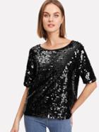 Shein V Back Sequin Top