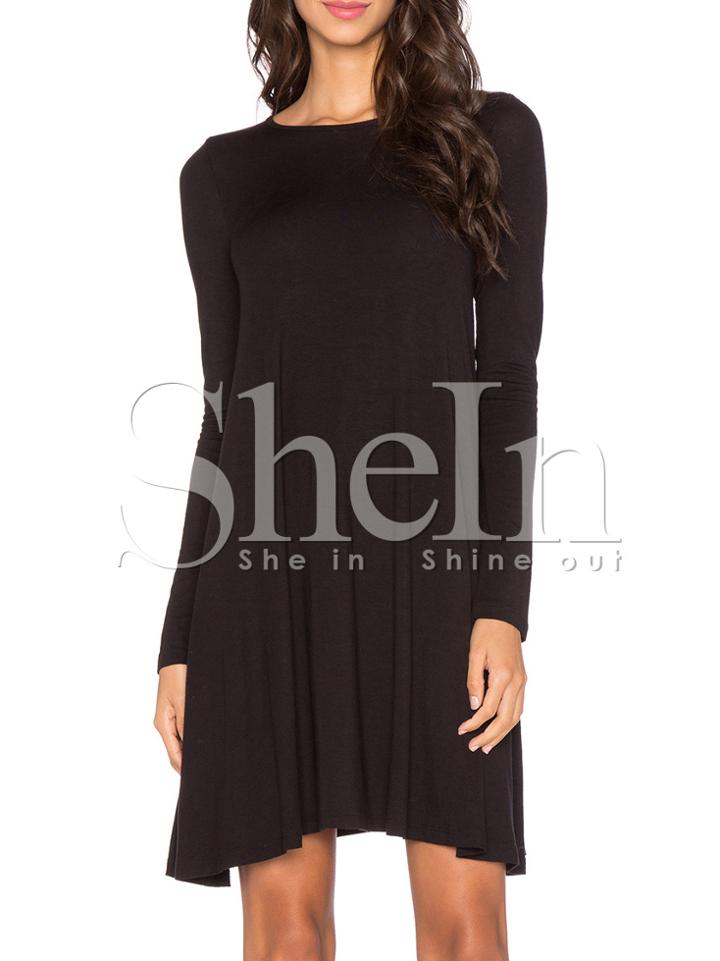 Shein Lack Long Sleeve Casual Tshirt Dress