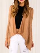 Shein Khaki Drape Front Asymmetrical Coat