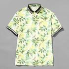 Shein Men Button Front Collar Neck Botanical Print Polo Shirts