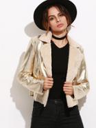 Shein Gold Faux Shearling Double Breasted Jacket