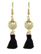 Shein Black Color Boho Style Rhinestone Thread Tassel Drop Earrings