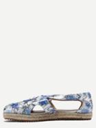 Shein Blue Lace Up Print Cut Out Flats