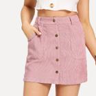 Shein Button Up Pocket Patched Skirt