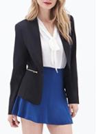 Rosewe Ol Style Long Sleeve Solid Black Blazer For Woman